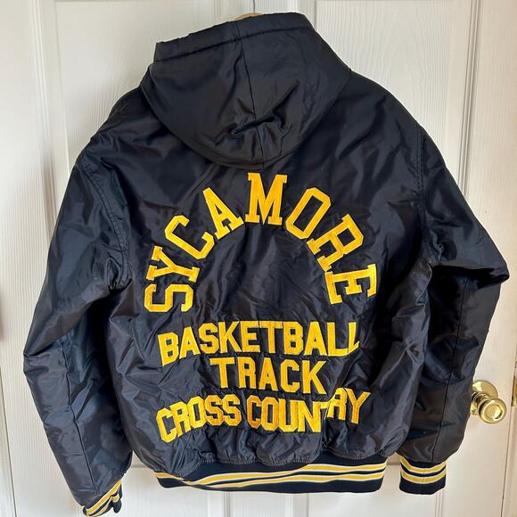 Vintage Black and Gold Men's Letterman Jacket Size Medium | Oversized Jacket - Picture 9 of 10